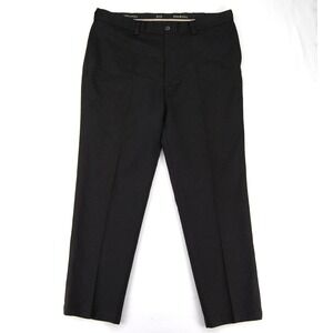 Oakhill Pants Mens 42x32 Black Dress Slacks Flat Front Polyester Big‎ Tall